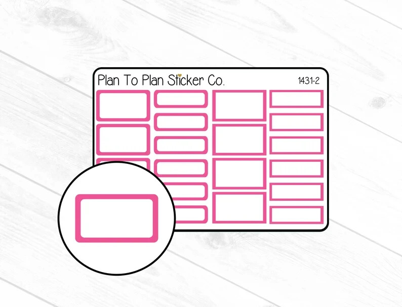 1431-2~~Dark Pink Colorful Mixed Boxes Planner Stickers.