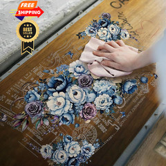 OLYCRAFT 3pcs/Set Cosmic Roses Rub on Transfers for Furniture and Rose