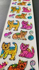 HAMBLY STUDIOS STICKERS PETS CATS MOUSE PRISMATIC GLITTER CARTOON RARE VINTAGE