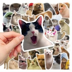 50PCS Funny Cat Stickers Pack Cute Waterproof Vinyl Decals for Laptop Water Bott