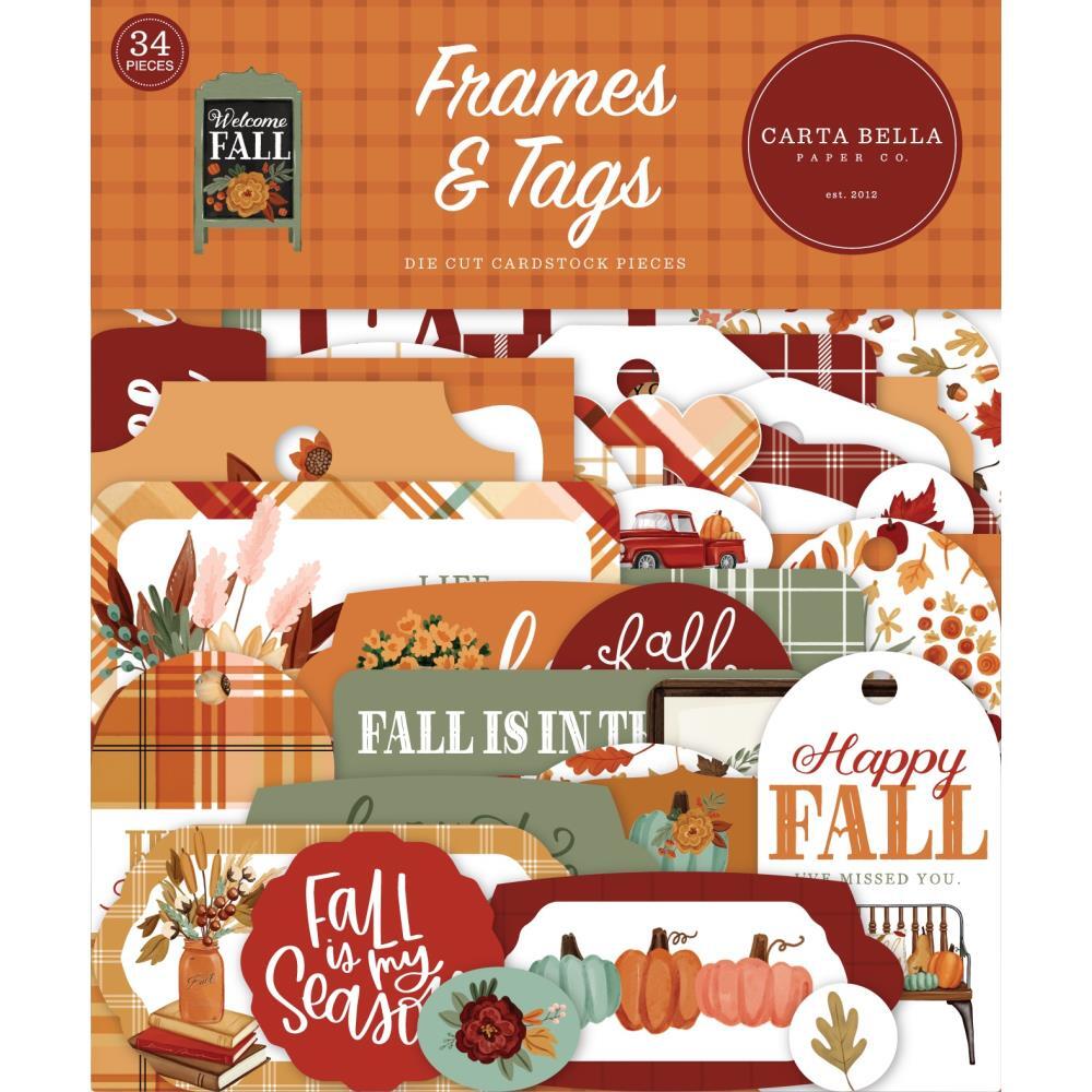 Crafts CB Frames Tags Welcome Fall Vintage Truck Pumpkins Cart Flowers My Season