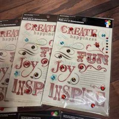 imaginisce Create Happiness Rub Ons and Rhinestone Embellishment 18 packs
