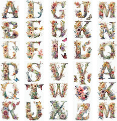 10 Sheets English Alphabet Flowers Rub on Transfer Stickers Furniture Decals Wat