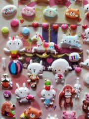Shan Le Kawaii Puffy Sticker sheet carousel animals cute