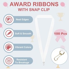 Award Neck Ribbons with Snap Clips, 100 Pack Polyester Medal Lanyards Blank A…