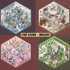 4 (3D) 7.5 X 4.7 Isometric Scene Rooms. Bunny Shop, Loft, and Hut.