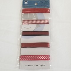 NEW Lot 3 Li’l Davis Designs Ribbon Gingham Polka Dot Solid Blue Pink Red -B