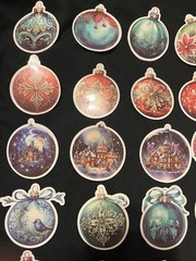 10 PCs Elegant Christmas Ornament Sticker Pack Glossy Finish