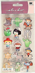 Sticko Cowboy Stickers Silver Foil Buckaroo Sheriff Cactus Scrapbooking Kids