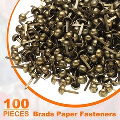 100pcs Brads Paper Fastener, 6mmx13mm Metal Split Pin for Paper Craft, Bronze