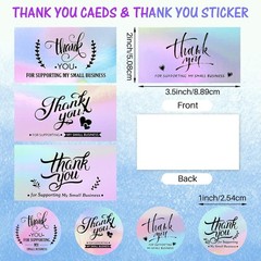 Versatile Holographic Thank You Cards & Stickers Set – 1120 Pcs for Business Use
