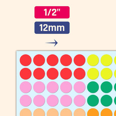 6000 Colored Dot Stickers, 1/2 Inch, round Circle Dots – Assorted 15 Colors