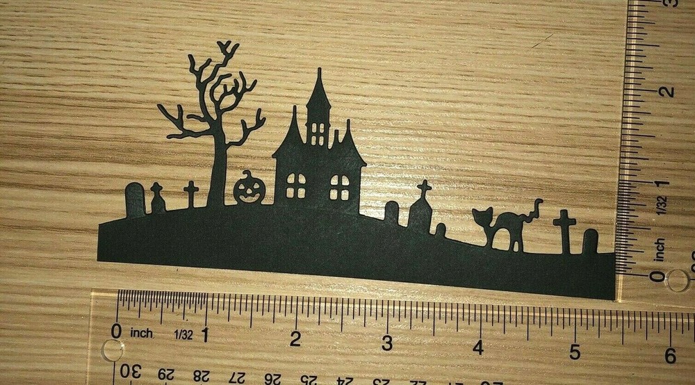 🕷️5 HAUNTED HILL cardstock paper die cut embellishments HALLOWEEN