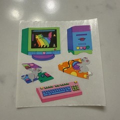 90’s Sandylion Digital Kitten Kromekote Neon Desktop Computer Mouse Sticker