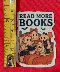 4 Holographic Stickers Reading Books Book Lover Bibliophile Cat Ghosts Dragon