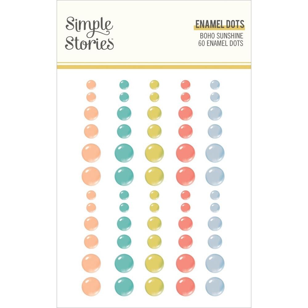 Crafts Enamel Dots SS Sticky Back Boho Sunshine Pastel Peach Aqua Purple Orange