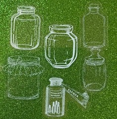 SMALL WHITE DECORATIVE JAR Mylar Stickers•Canning•Vase •Food•Glass•Card Making