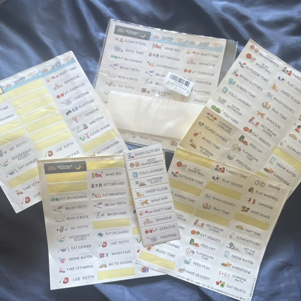 Chores Planner Sticker Set, Multicolor Reward Chart Sticker Sheets