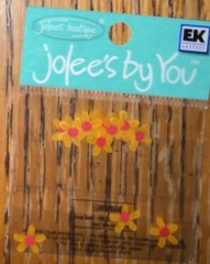 Lot #3- 6 Jolees Mini Flowers Red Blue Orange Yellow Gray Leaves Leaf Scrapbook