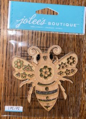 Jolees Laser Cut Wood Emb Bee 3D Job Wooden Intricate Detail Black Yellow Flower