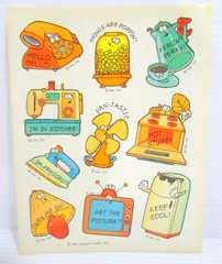 Hallmark 1983 Sticker Sheet Vintage Funny Appliances with Faces Puns Unused