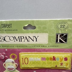 K &Company Berry Sweet Chipboard Sock Monkeys And Fruit & Embossed Stickers