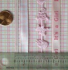 Lot Baby Girl pink Ribbon babies Announcements Scrapbook girls shower Favors