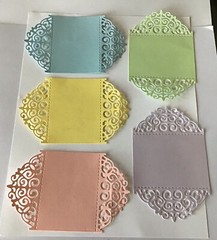 Swirls deco fold-over Card Topper Window Frame Die Cut embellishments 5 pcs