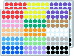 6000 Colored Dot Stickers, 1/2 Inch, round Circle Dots – Assorted 15 Colors