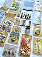 TIM HOLTZ Ideaology Lot of 17 Ephemera Stickers Embellishments Junk Journal Art