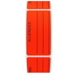 Allergies Sticker Fluorescent Red Allergy Stickers/1″x2″ Write on Label Total…