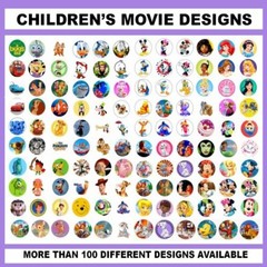 100 Precut CHILDREN’S FAVORITE MOVIE CHARACTER BOTTLE CAP CHARM TRAY IMAGES 1 in