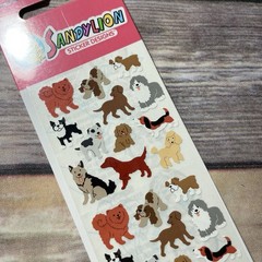 Vintage Sandylion Sticker Design Kromekote Stickers Mini Puppies Dogs Pups Puppy