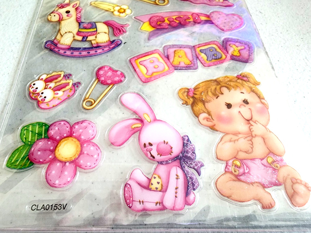 The Paper Studio Baby Girl Clear Stickers Whimsical Rabbit Rubber Ducky Crafts