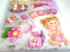 The Paper Studio Baby Girl Clear Stickers Whimsical Rabbit Rubber Ducky Crafts