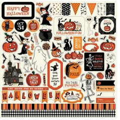 New! (1) 12×12 Sheet Carta Bella Paper HALLOWEEN FUN! Scrapbook Element Stickers