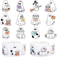 1000 Pcs Halloween Ghost Stickers Self-Adhesive Decals for Party Decor, 2 Rolls