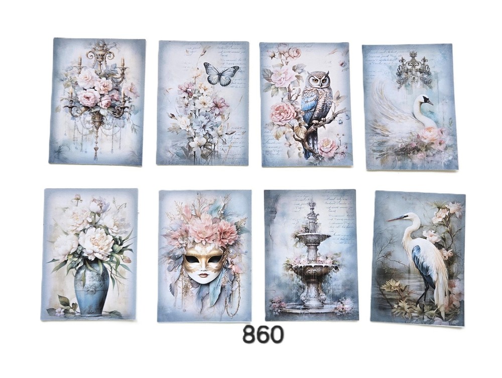 Elegant Blue Journal Cards Supplies Scrapbooks Junk Journal 860