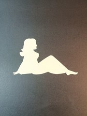 Vintage Stickers MUD FLAP GIRL Glossy Foil Vending Sticker VTG PVI Blue 01