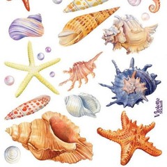 Violette Stickers – 2 Beach Seashells & Crabs Watercolor Sticker Sheets – Crafts