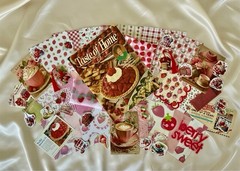 70 Pc Vintage Strawberry Junk Journal Kit Ephemera Recipe Tags Papers CottageCor