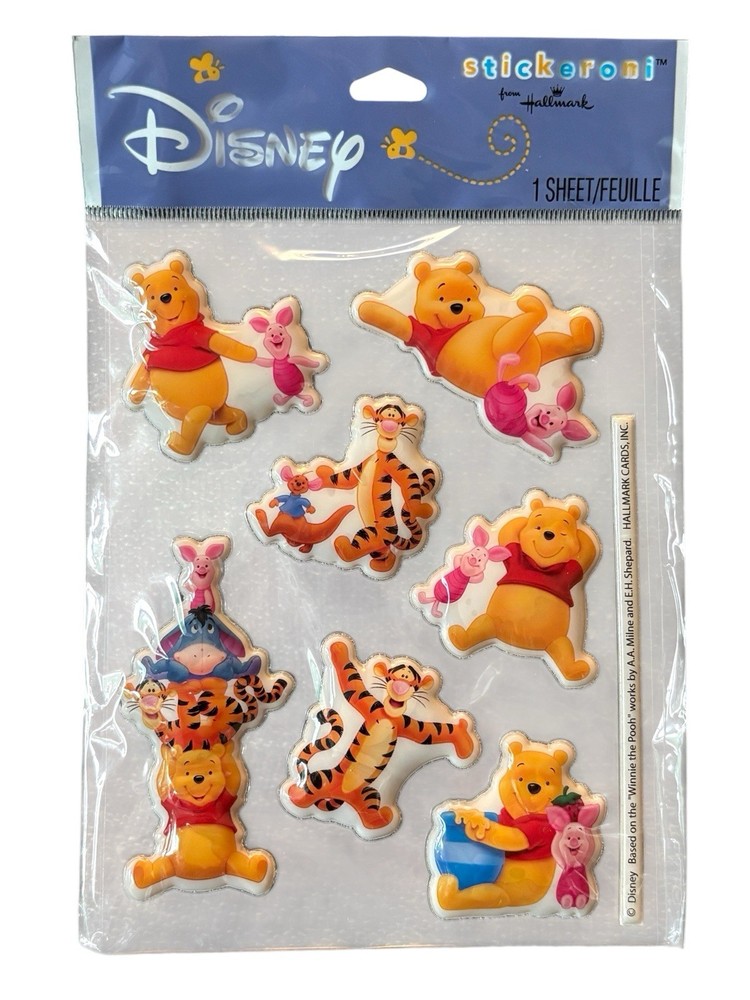 Winnie the Pooh Puffy Stickers Hallmark Stickeroni Tigger Piglet Eeyore