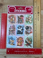 Vtg Eureka Woodland Animals Stickers Christmas Baby Koala Raccoon Panda Rabbit