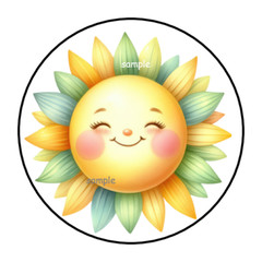 30 CUTE FLORAL SUNSHINE ENVELOPE SEALS STICKERS LABELS TAGS 1.5″ ROUND SUN
