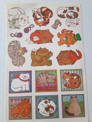 Large sheet Jumbo cat Kitty stickers vintage 1984 Made By Current unused mint
