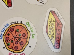 Vintage TREND Stinky Stickers full sheet 12 scratch sniff smell T-173 PIZZA