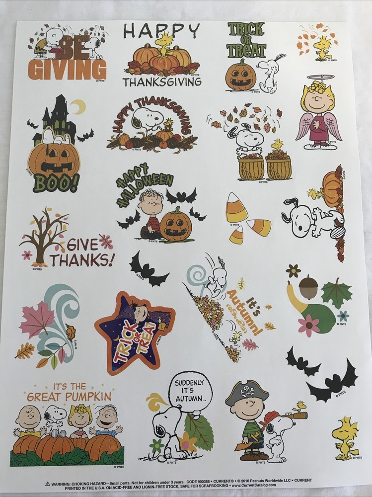 PEANUTS ‘HALLOWEEN/THANKSGIVING/AUTUMN’ STICKERS -22 STICKERS -BUY MORE AND SAVE