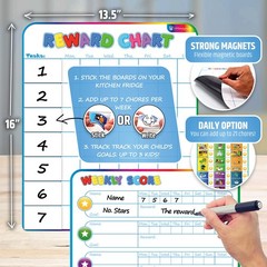 Magnetic Reward Chart for Kids, 127 Stickers, 30 Custom Chores
