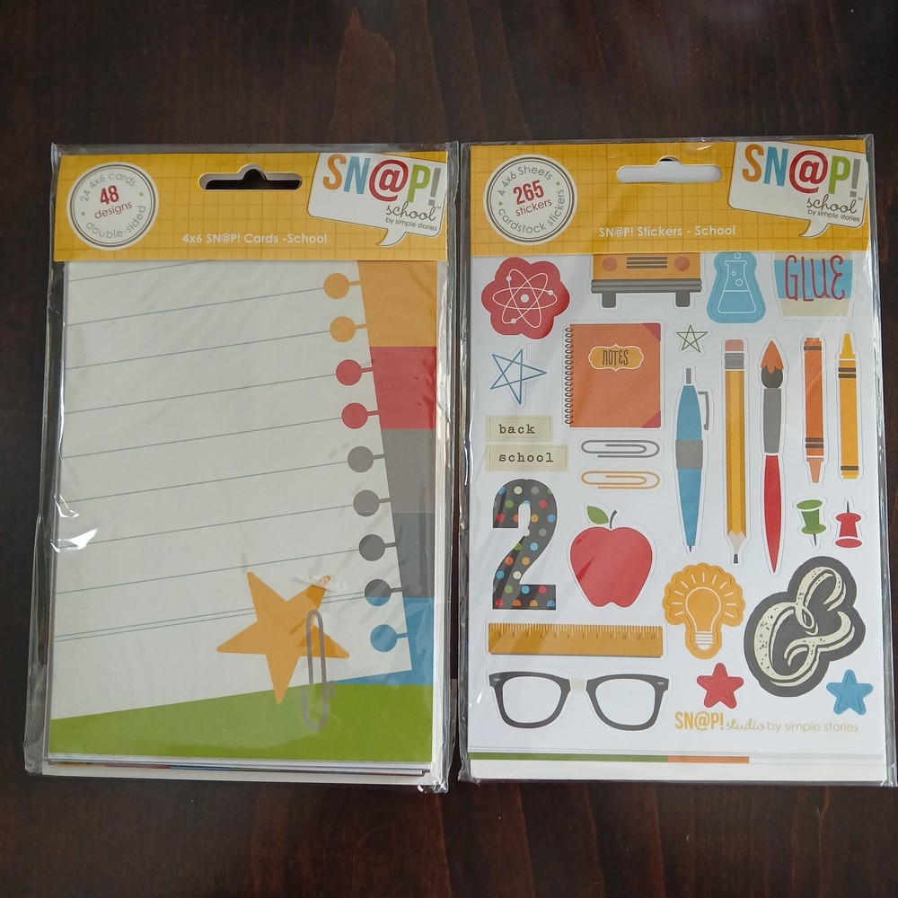 Simple Stories, SN@P Studio, School Days, Stickers & 24 4×6 Cards, 2 Packs, New