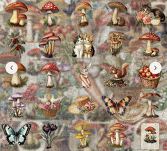LOT 0F 25 MIXED STICKERS RABBITS FRUIT MUSHROOMS FLOWERS BIRDS VICTORIAN THEME